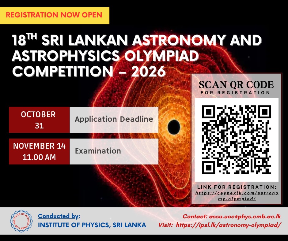 Sri Lankan Astronomy and Astrophysics Olympiad (SLAAO 2026) Flayer